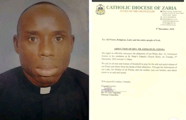 Catholic Church Confirms Abduction Of Another Priest In Kaduna