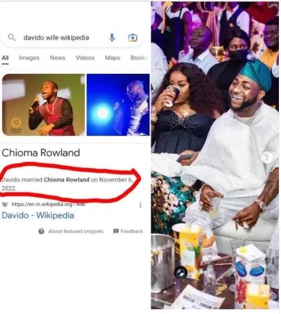 Fans React As Davido’s Updated Wikipedia Page Reveals His Marriage To
