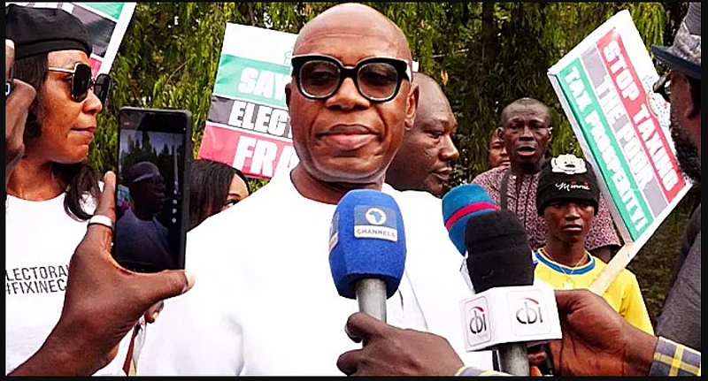 Amaechi Drags His Son To Protest In Abuja Over E-transmission Of Election Result