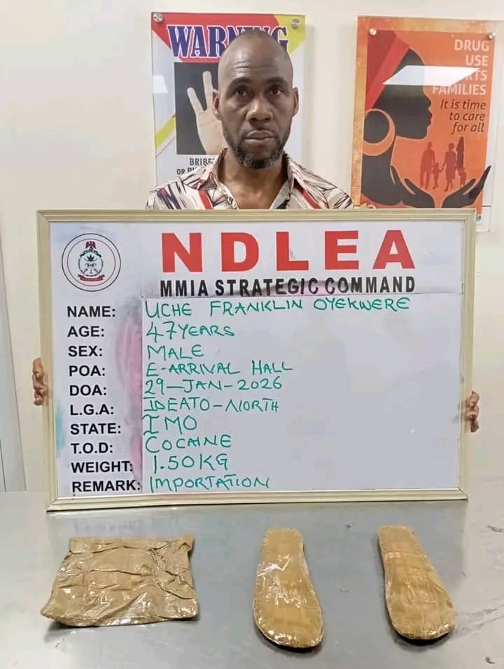 Ndlea Arrests Businessman With 1.60kg Cocaine Hidden In Private Part, F