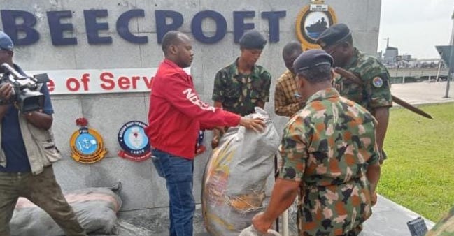 Nigerian Navy Hands Over Five Bags Of Suspected Cannabis To Ndlea