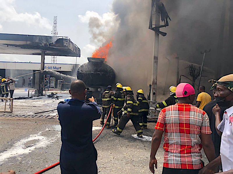 Petrol Tanker Explosion Lagos Filling Station, Building razed