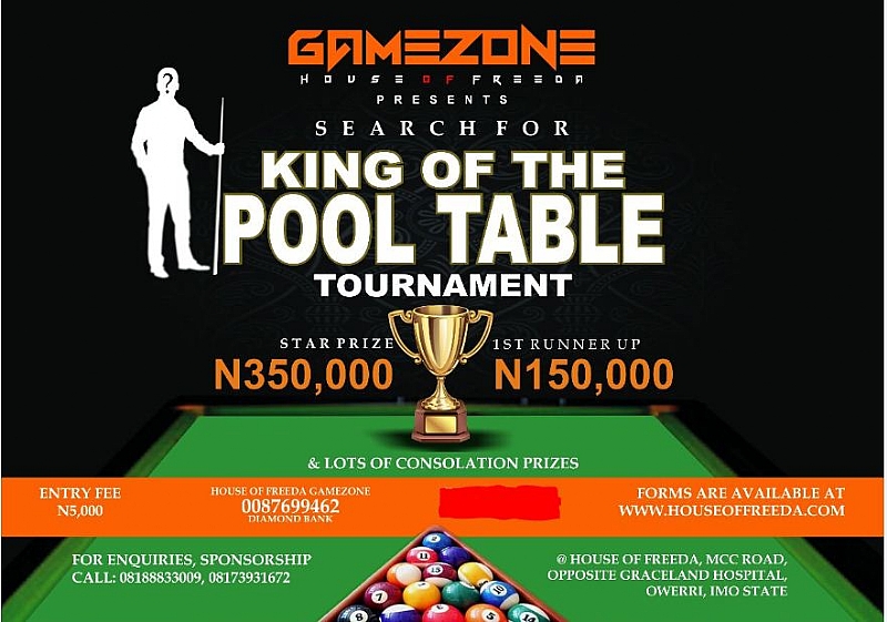 Play Snooker and Win N350 000 at the King of the Pool Table Tournament