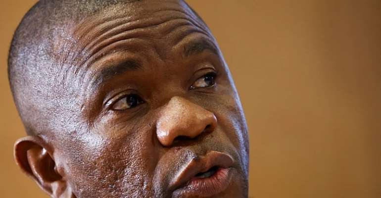 KwaZulu-Natal Police Commissioner Lieutenant General Nhlanhla Mkhwanazi speaks in September at a Commission of Inquiry into his allegations that senior police officials colluded with criminal syndicates in South Africa. On October 9, 