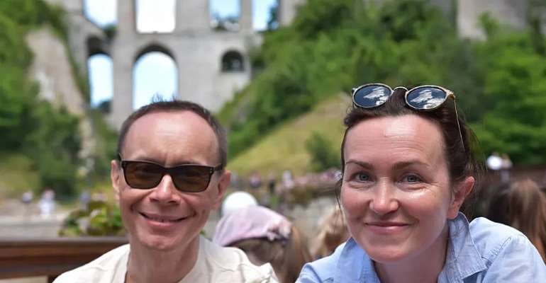 Pavel Butorin and his wife, journalist Alsu Kurmasheva, in ÄŒeskÃ½ Krumlov in the southern Czech Republic, in 2020. Kurmasheva has been trying for months to return to her husband and two daughters in Prague and was placed in detention by Russ
