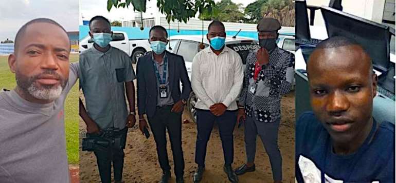 From left to right, Justino Campos, Daniel Lutaka, Anselmo Nhati, Orlando Luis, António Luamba, and Telmo Gama; the six reporters were assaulted while covering a nationwide strike in Angola on January 10, 2022. (Campos; Nhati; Gama)