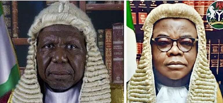 L-R: Late Hon. Justice Shagbaor Ikyegh & Late Hon. Mr. Justice Chima Centus Nweze