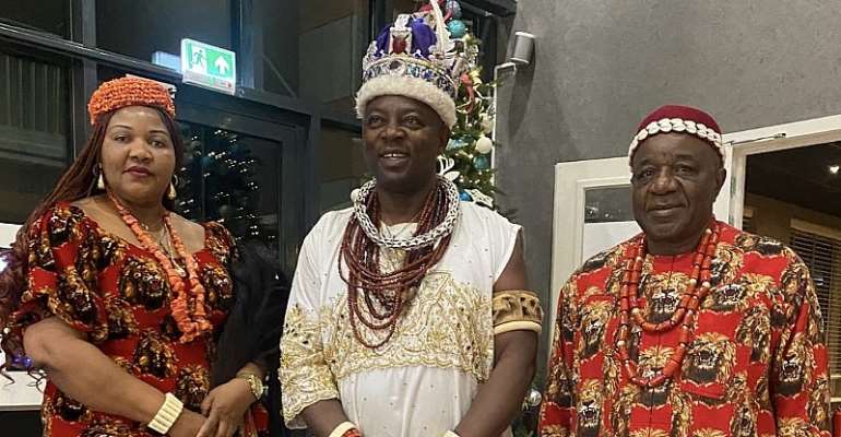 L-R: Evelyn Azih, PhD; His Majesty, Igwe Sam Asadu and Dr. Chiedozie Alex Ogbonnia