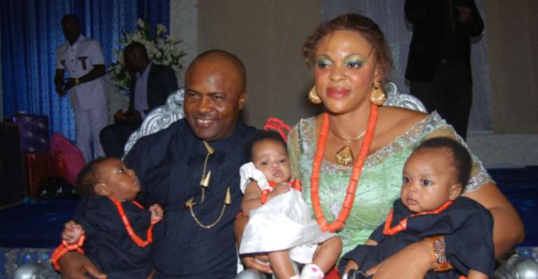 Prince and Princess Lawrence ezeh and their lovely triplets