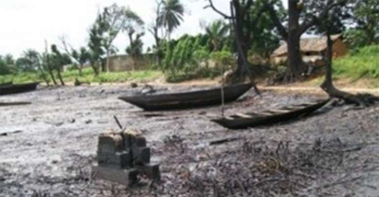 Effect of oil spill on a supposed water body