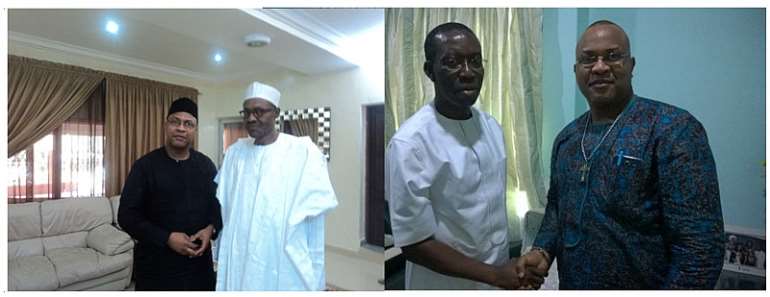 Rev. Alex Atawa Akpodiete with both the President Buhari and Governor Okowa at different Fora.