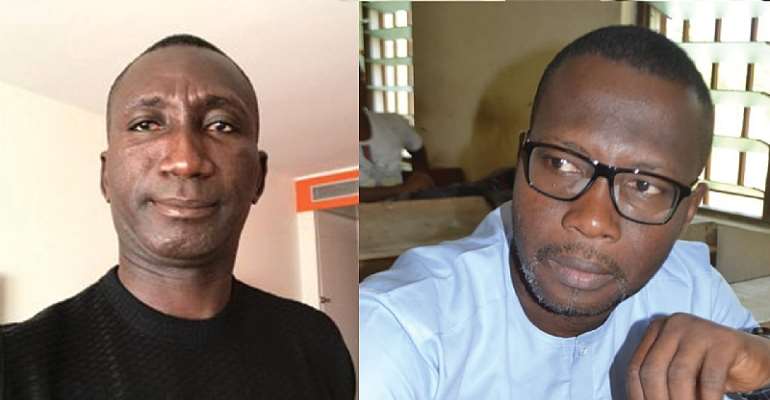 Togolese journalists Isidore Kouwonou (left) and Ferdinand AyitÃ© were recently sentenced to three years in prison. (Photos by the journalists)