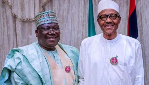 Image result for pictures of buhari and ahmed lawan together