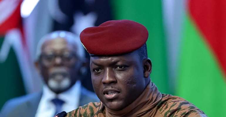 Burkina Faso's interim President Ibrahim TraorÃ©, shown here attending a Russia-Africa summit in Saint Petersburg, Russia, on July 28, 2023, has led the country since seizing power during a September 2022 coup. Burkinabe authorities have suspended 
