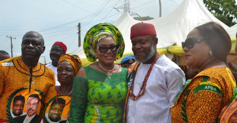 Wife of Governor of Anambra State, Chief (Mrs.) Ebelechukwu Obiano  and former Governorship Aspirant and chieftain of All Progressives Congress (APC), Comrade Harris Chuma, Member Representing Oyi State Constituency, Hon Vivian Okadigbo and APGA members d