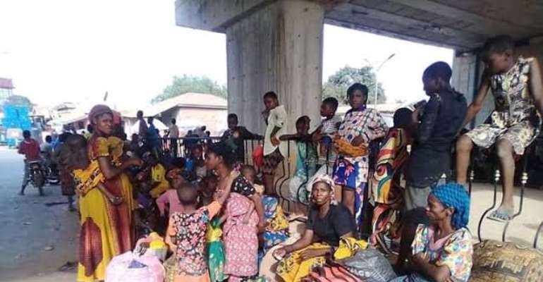 Effium war refugees under one of the overhead bridges in Abakaliki.