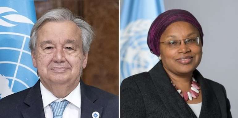 UN Secretary General Antonio Guterres and his Special Advisor for Genocide Prevention, Alice Wairimu Nderitu.