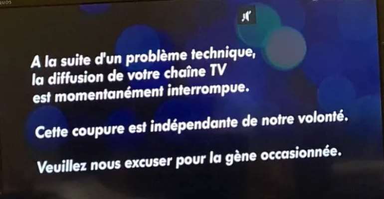 A screenshot showing Golfe TV's channel in Senegal on August 9, 2023, with the message: 