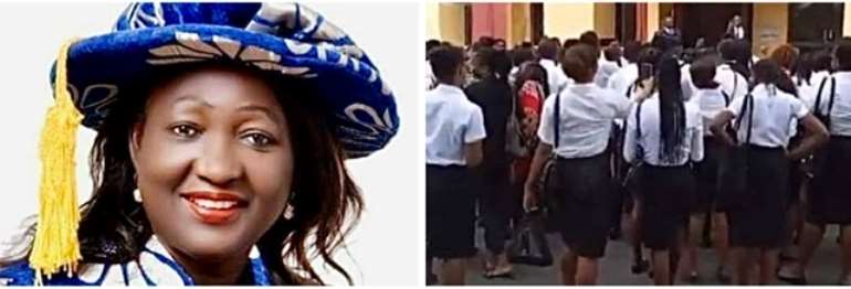 L-R:  Vice-Chancellor Florence Obi, University of Calabar & Protesting good students