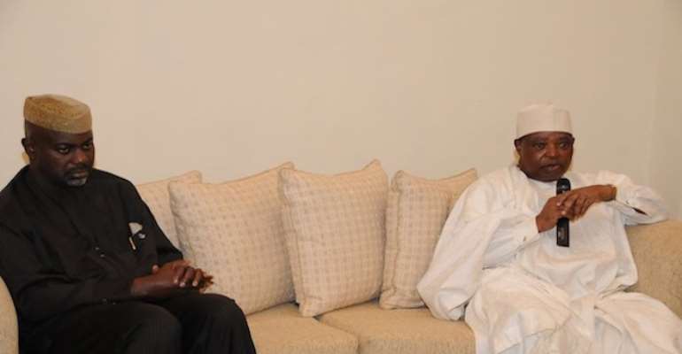PHOTO: CROSS RIVER STATE GOVERNOR LIYEL IMOKE WITH FORMER SENATE PRESIDENT, DR JOSEPH WAYAS WHEN THE LATTER PAID HIM A CONDOLENCE VISIT AT THE GOVERNOR'S LODGE, CALABAR.