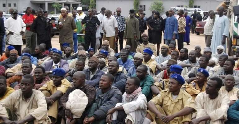 SOME DETAINED MEMBERS OF THE RADICAL ISLAMIC SECT BOKO HARAM.
