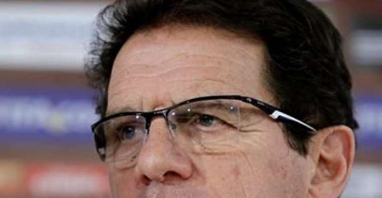 RUSSIA'S NATIONAL SOCCER TEAM COACH FABIO CAPELLO ATTENDS A NEWS CONFERENCE IN MOSCOW OCTOBER 11, 2012