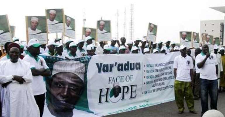 Youth group raise support for sick Yar'Adua at National Assembly Abuja. Photo by Gbemiga Olamikan
