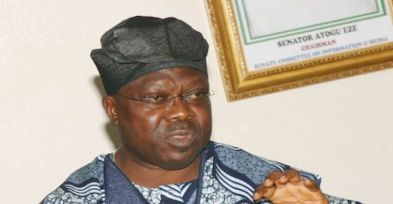 CHAIRMAN, SENATE COMMITTEE ON APPROPRIATION, SENATOR IYIOLA OMISORE BRIEFING JOURNALISTS AFTER THE PASSAGE OF THE 2011 BUDGET AT THE SENATE TODAY, MARCH 16, 2011.