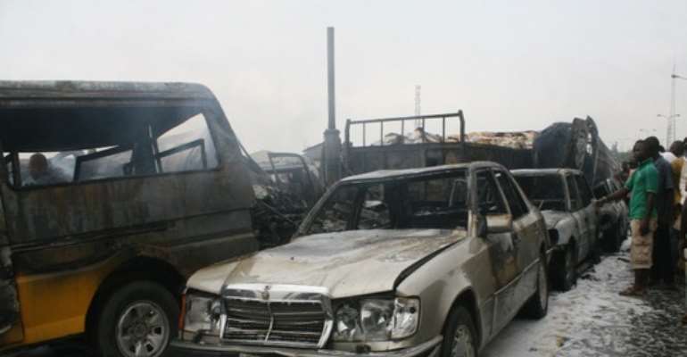 PHOTO SHOWS A MULTIPLE ACCIDENT ON THE LAGOS/IBADAN HIGHWAY ON AUGUST 16, 2010. 20 PERSONS REPORTEDLY DIED FOLLOWING THE ACCIDENT.