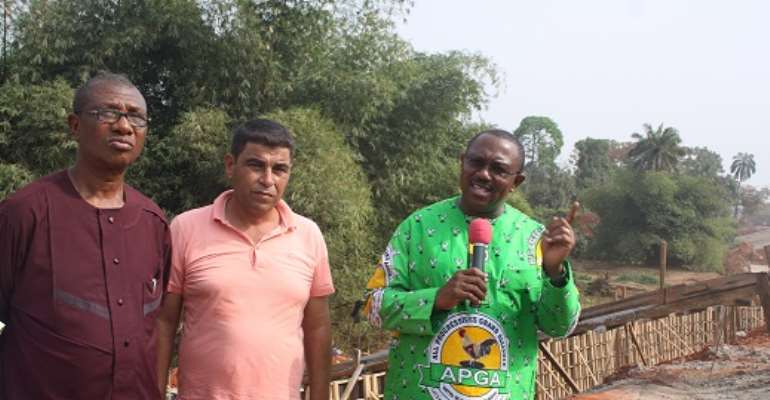 Gov Obi (right), with representative of Brecco Construction company, Nadir (middle) and the State Commissioner for Works,