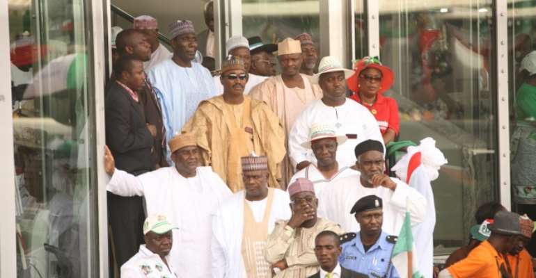 A CROSS SECTION OF NIGERIAN POWERFUL AND INFLUENTIAL STATE GOVERNORS AT THE PEOPLES DEMOCRATIC PARTY (PDP) PRESIDENTIAL CONVENTION IN ABUJA THIS YEAR.