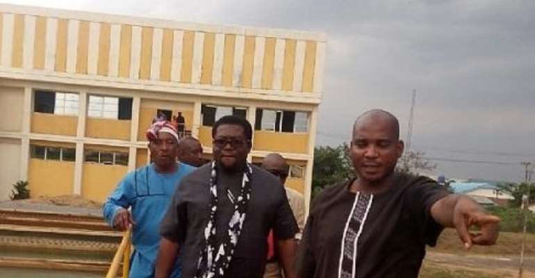 Imo Deputy Governor, Prince Eze Madumere being conducted round the facilities of water works and purification processes at Otamiri Imo State Government Water Scheme in Owerri recently...
