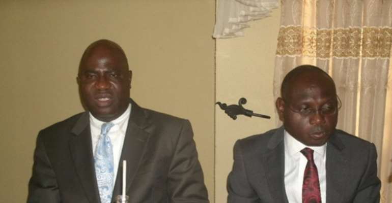 Dr. Moshood Fayemiwo And His Lawyer, The Late Kunle Fadipe During A Press Conference In Lagos, Nigeria In March, 2011...