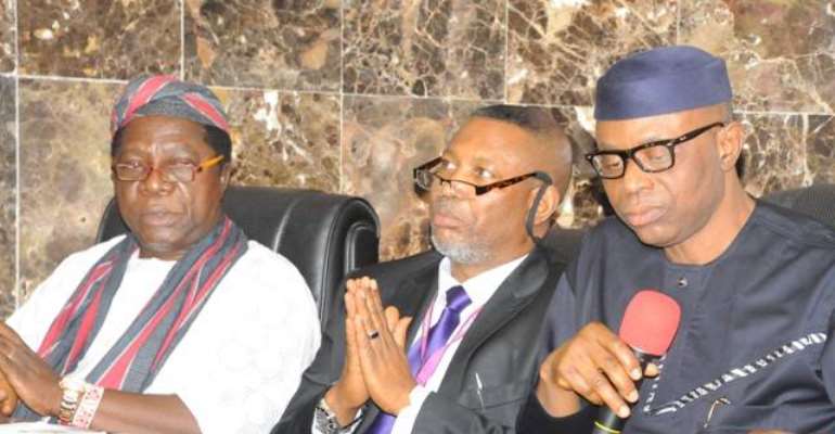 Hon Joseph Akinlaja Prof Femi Mimiko and Governor Olusegun Mimiko of Ondo State