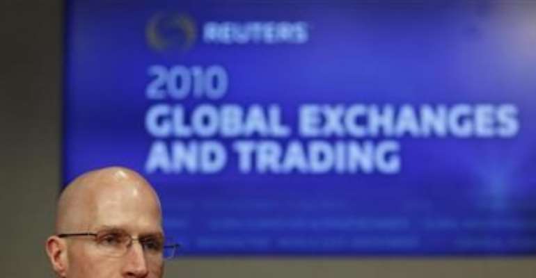 JOE RATTERMAN, CEO OF BATS GLOBAL MARKETS, SPEAKS AT THE REUTERS EXCHANGES AND TRADING SUMMIT IN NEW YORK MARCH 29, 2010.