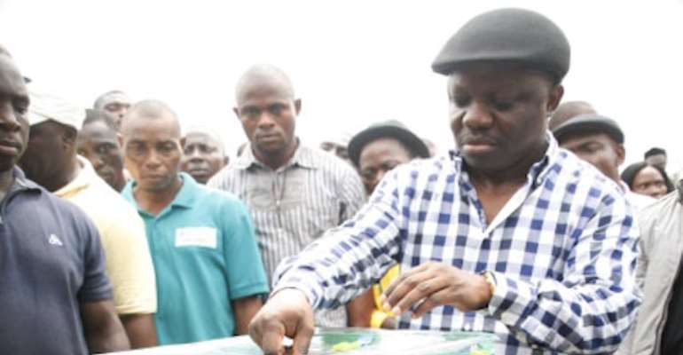 PHOTO: DR EMMANUEL UDUAGHAN CASTING HIS VOTE IN HIS CONSTITUENCY EARLIER TODAY.