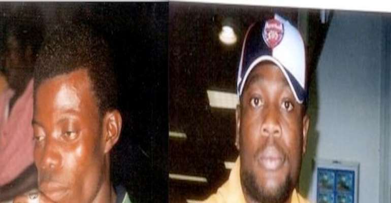PHOTO: WANTED INDEPENDENCE DAY ALLEGED BOMBERS; BEN JESSY AND CHIMA ORLU. IF YOU HAVE ANY INFORMATION, PLEASE CALL POLICE HOTLINES: 08033225-349; 2. 0806-2700-000; and 3. 0803-8305-707.

