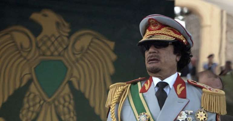 EMBATTLED LIBYAN COLONEL MUAMMAR GADDAFI.