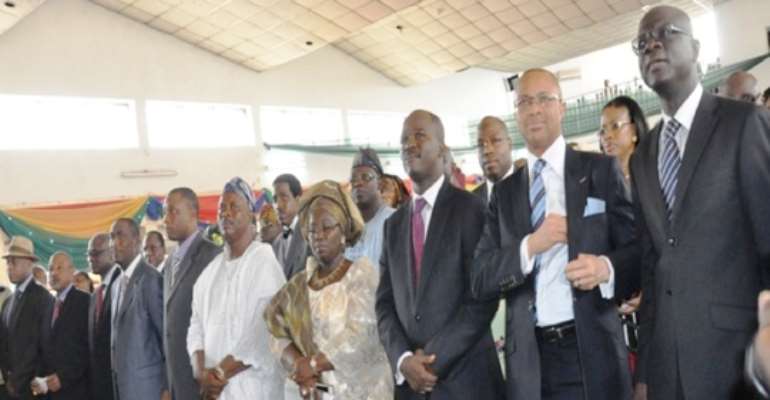 LAGOS STATE CABINET MEMBERS AT THEIR SWEARING-IN CEREMONY IN LAGOS TODAY, JULY 04, 2011