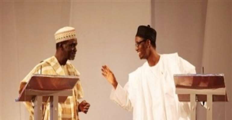 L-R: PRESIDENTIAL CANDIDATE OF THE ANPP, MALLAM IBRAHIM SHEKARAU AND THE ACN PRESIDENTIAL CANDIDATE, MALLAM NUHU RIBADU AT LAST WEEK'S PRESIDENTIAL DEBATE ORGANIZED BY THE CABLE TV STATION NN24.