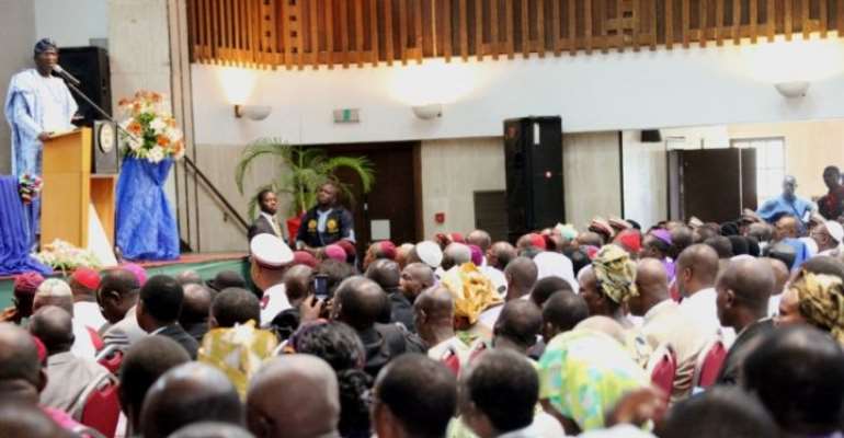 LAGOS STATE GOVERNOR, MR BABATUNDE FASHOLA ADDRESSING MEMBERS OF THE CHRISTIAN CONGREGATION TODAY, FEBRUARY 23, 2011.