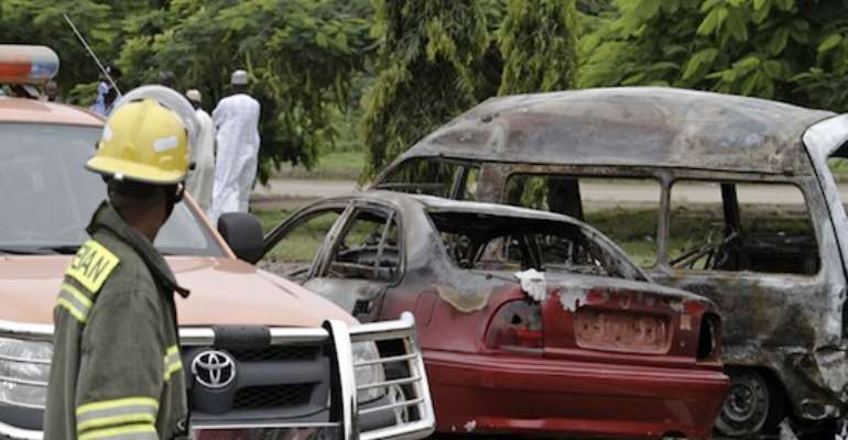 PHOTO: A FIRE MAN AT THE SCENE OF THE OCTOBER 1, 2010 DUAL BOMB BLASTS IN ABUJA.