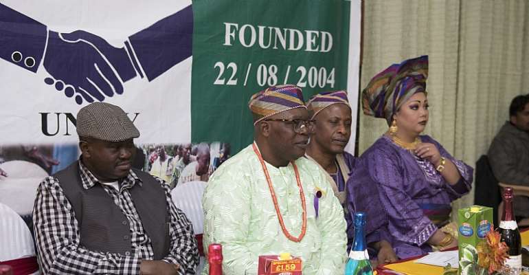 (L to R).  Yoruba  Patron-in-Chief in Pakistan, Ambassador Abdul Lateef Oyede, Founding President(YNCP) Chief  A.O.Omomolesho, Incumbent President (YNCP) Chief Abiodun Mustafa and Lady Mariam Mustafa are seen in the picture.