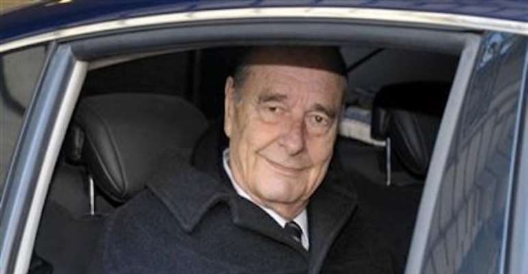 FORMER FRENCH PRESIDENT JACQUES CHIRAC LEAVES HIS OFFICE IN PARIS A FEW HOURS BEFORE THE START OF HIS TRIAL TODAY, MARCH 07, 2011. PHOTOGRAPH BY REUTERS.