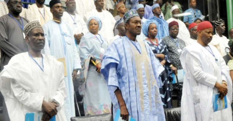 GENERAL MUHAMMADU BUHARI (M) WITH THE LEADERSHIP OF THE CONGRESS FOR PROGRESSIVE CHANGE.