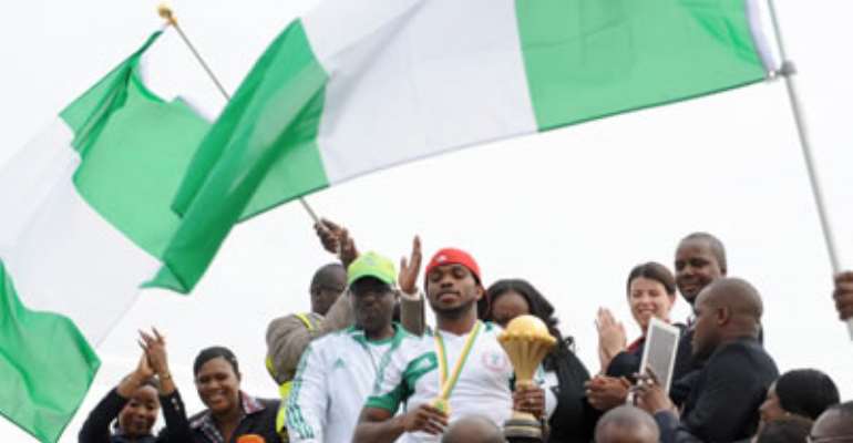 SUPER EAGLES OF NIGERIA ARRIVAL FROM SOUTH AFRICA AT THE ABUJA INTERNATIONAL AIRPORT