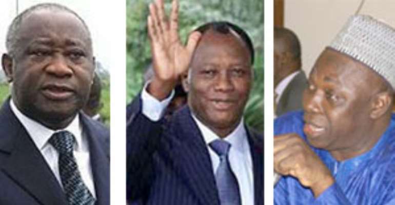 Mr. Laurent Gbagbo (left), Alassane Ouattara (middle)