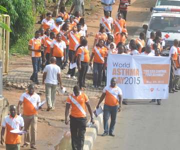Cross session of Volunteers at the 2015 World Asthma Day walk sponsored by GlaxoSmithKline (GSK) in collaboration with Elias Nelson Oyedokun Foundation (ENOF) held in Lagos today, 5th May, 2015.