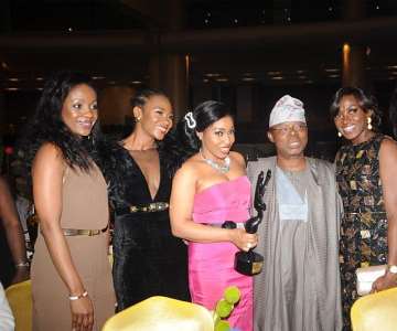 5.Deepak Srivastava, Chief Operating Officer, Airtel Nigeria and the winner of the Best Actress in the leading Role award, Rita Dominic and friends, during the 8th African Movies Academy Awards (AMAA) )...in Lagos yesterday