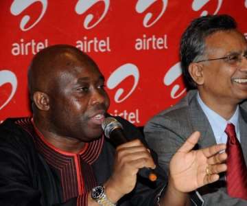 Rajan Swaroop, Managing Director/Chief Executive Officer, Airtel Nigeria (Right); and George Andah, Chief Marketing Officer, Airtel Nigeria, during the launch of Airtel Easy Recharge (Wazobia), a denomination-less recharge designed to give consumers customers more convenience, flexibility, freedom, and ease in loading their phone with airtime….in Lagos this morning.